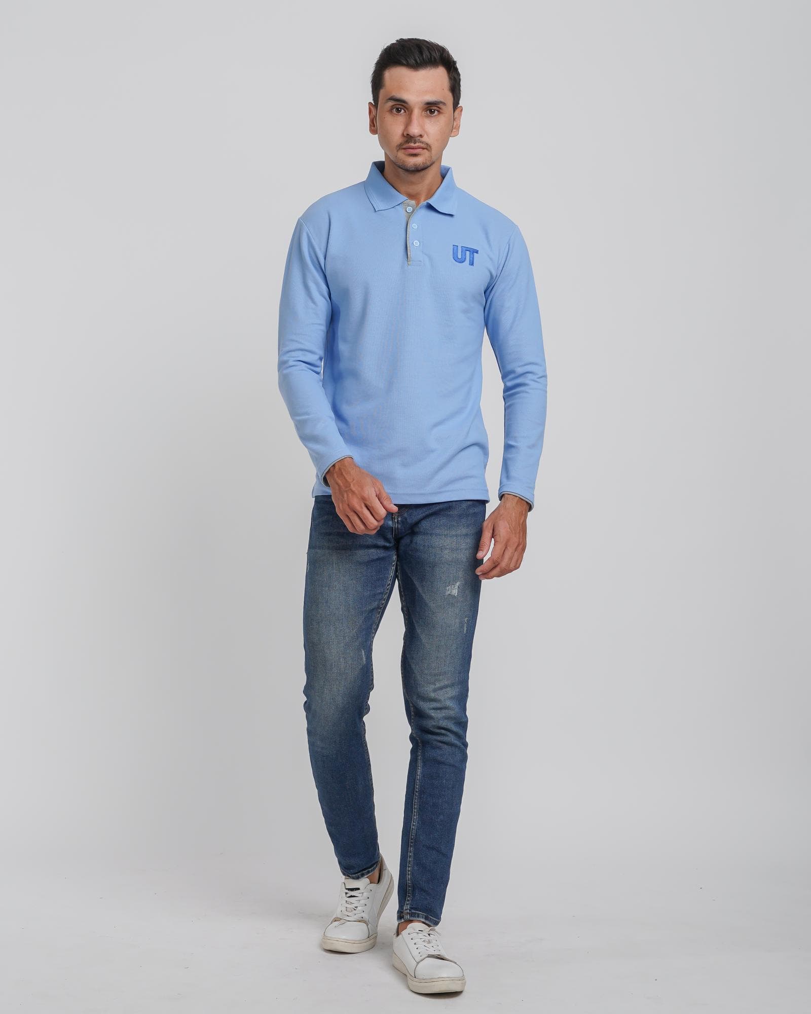 Kaos Polo Lengan Panjang Baby Blue Universitas Terbuka Pria/Wanita