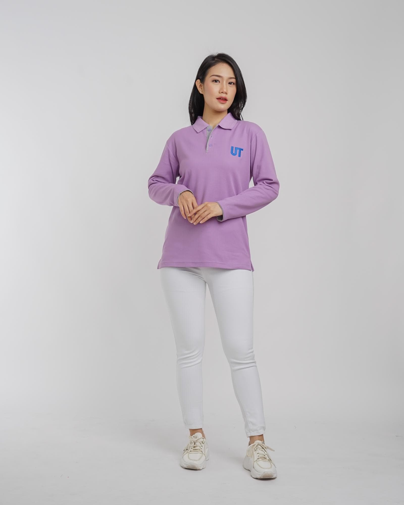 Kaos Polo Lengan Panjang Ungu Universitas Terbuka Pria/Wanita