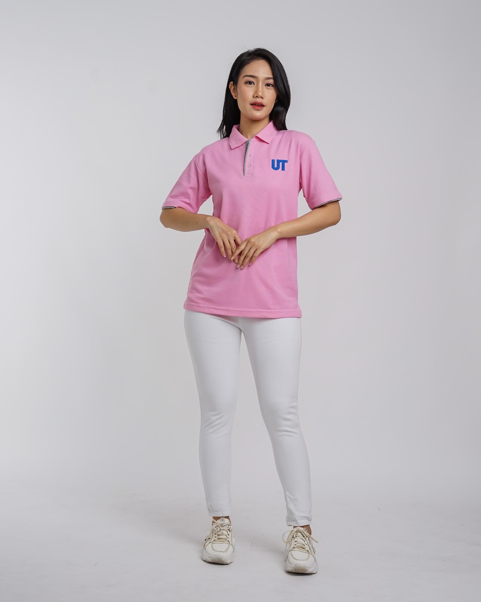 Kaos Polo Lengan Pendek Baby Pink Universitas Terbuka Pria/Wanita