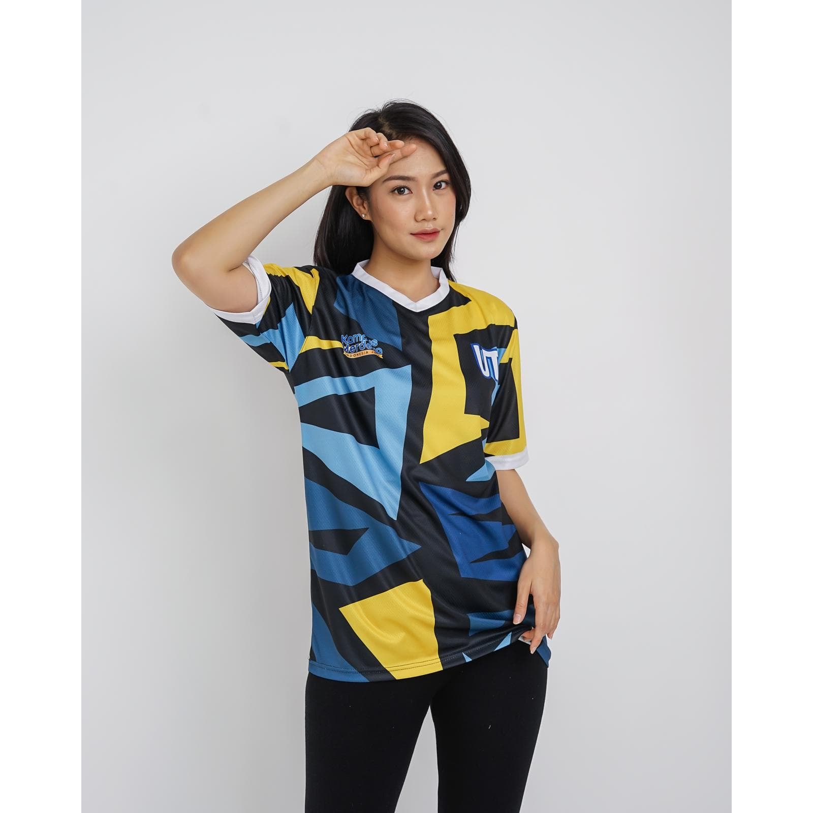 Jersey Kuning Biru limas Universitas Terbuka Pria/Wanita