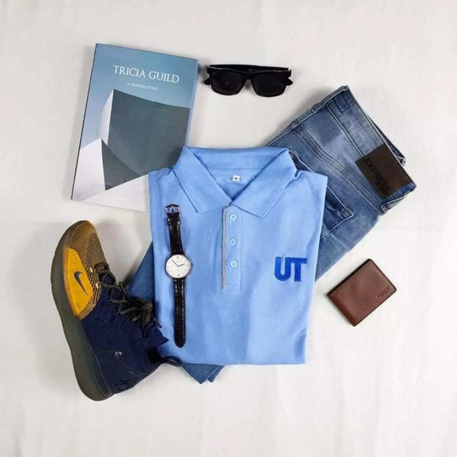 Kaos polo lengan pendek Baby Blue Universitas Terbuka Pria/Wanita