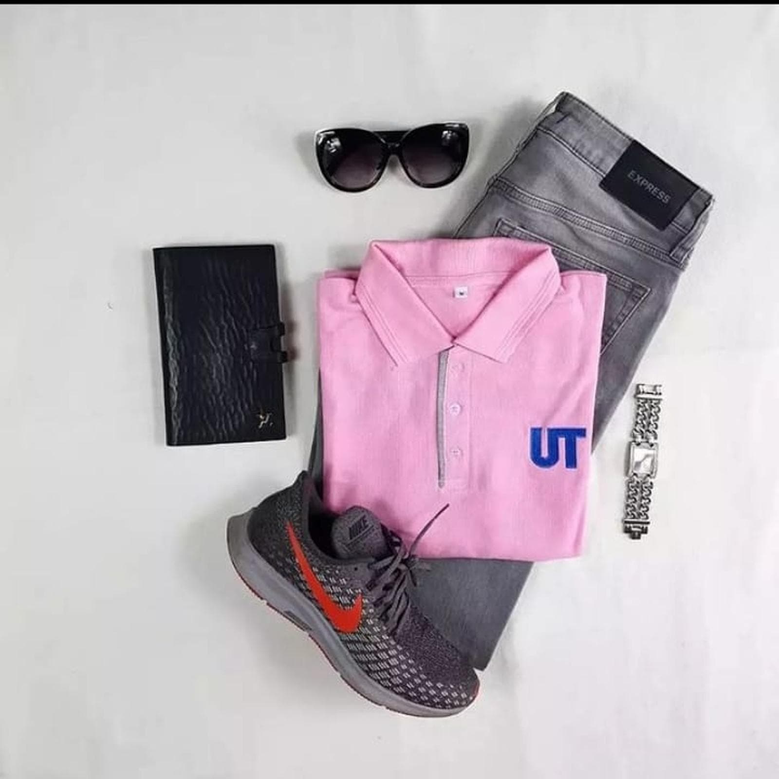 Kaos Polo Lengan Panjang Baby Pink Universitas Terbuka Pria/Wanita