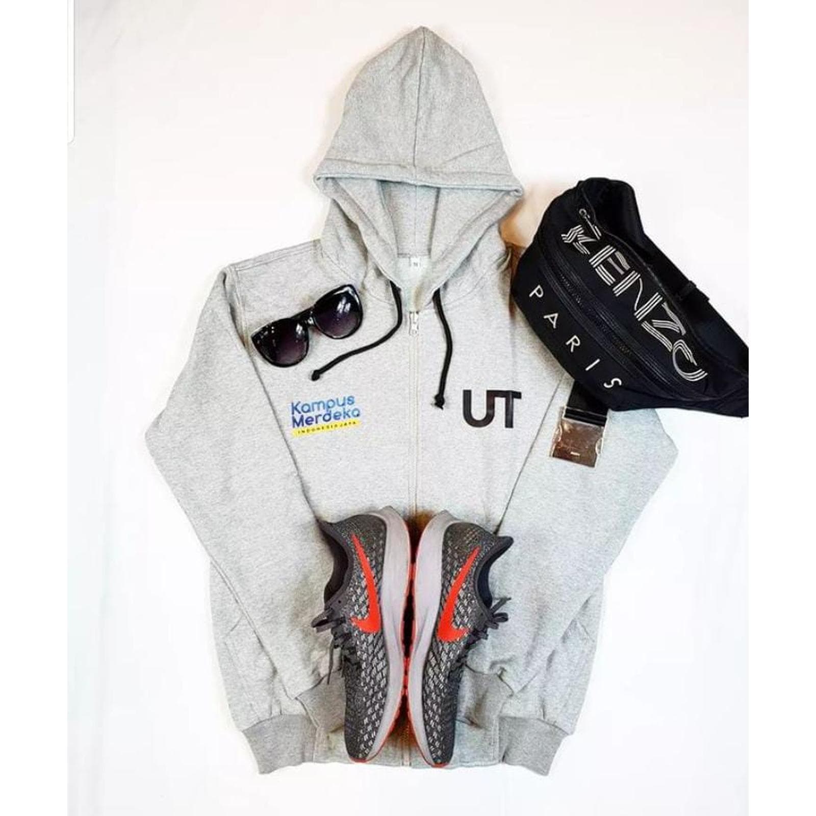 Jaket Hoodie Abu Ziper Universitas Terbuka Pria/Wanita